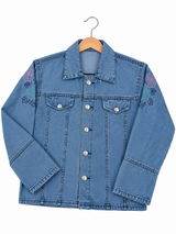 Girls Light Blue Denim Jacket with Rose Embroidery – Standard Size