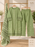 3 Piece Embroidered Winter Cotton Suit with Printed Dupatta