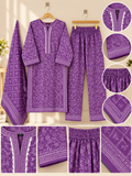 Women 3 Piece Suit in Purple Floral Print with Dupatta