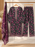Women 3 Piece Suit in Charcoal Grey with Magenta Flower Print