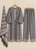 Grey Floral Printed 3-Piece Suit
