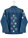 Denim Jacket with Flower Embroidery for Girls