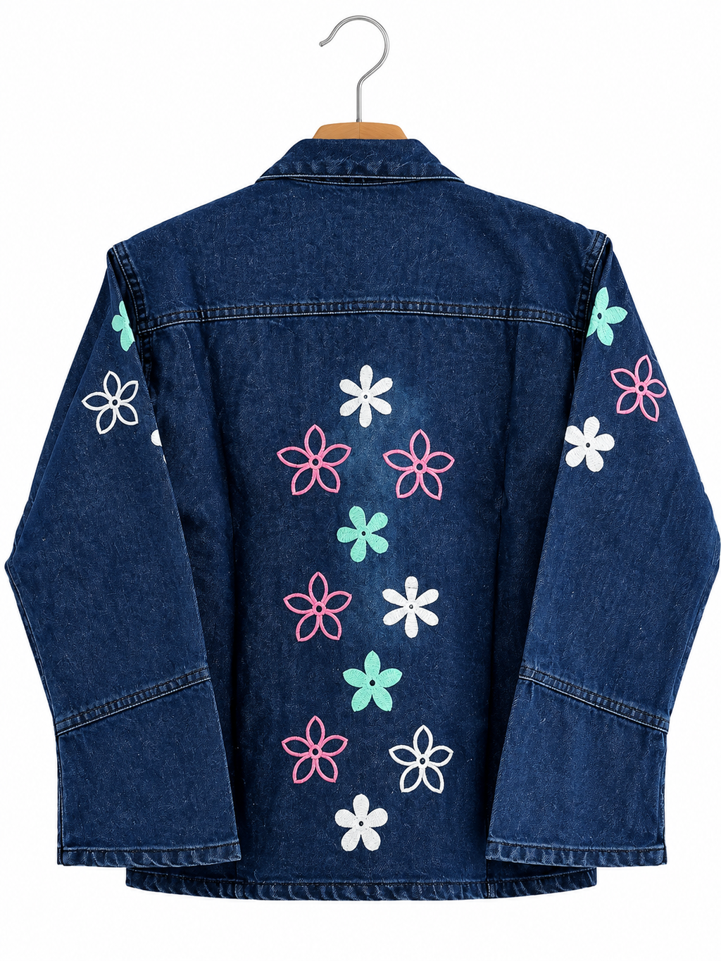 Denim Jacket with Flower Embroidery for Girls