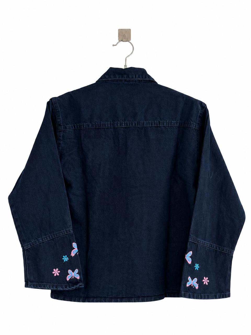 Denim Jacket with Butterfly Embroidery for Girls